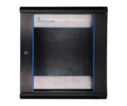 Szafa RACK Extralink Szafka wisząca rack 12U 600x600 czarna szklane drzwi EX.7256